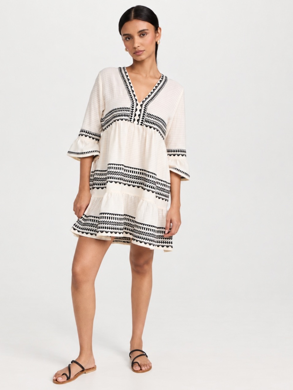 Lemlem Hanna Yani Black Flutter Dress XS NWT